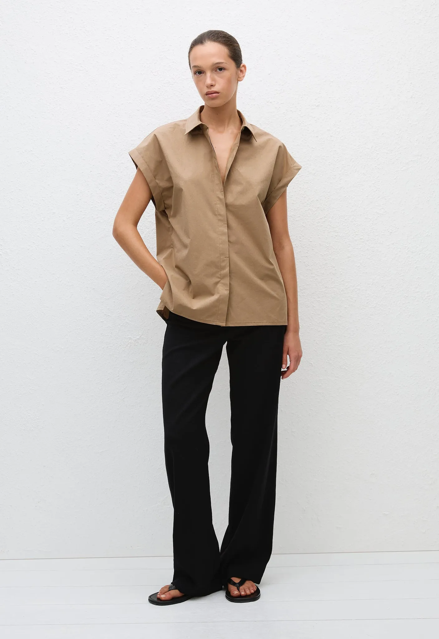 Relaxed Sleeveless Shirt - Stone